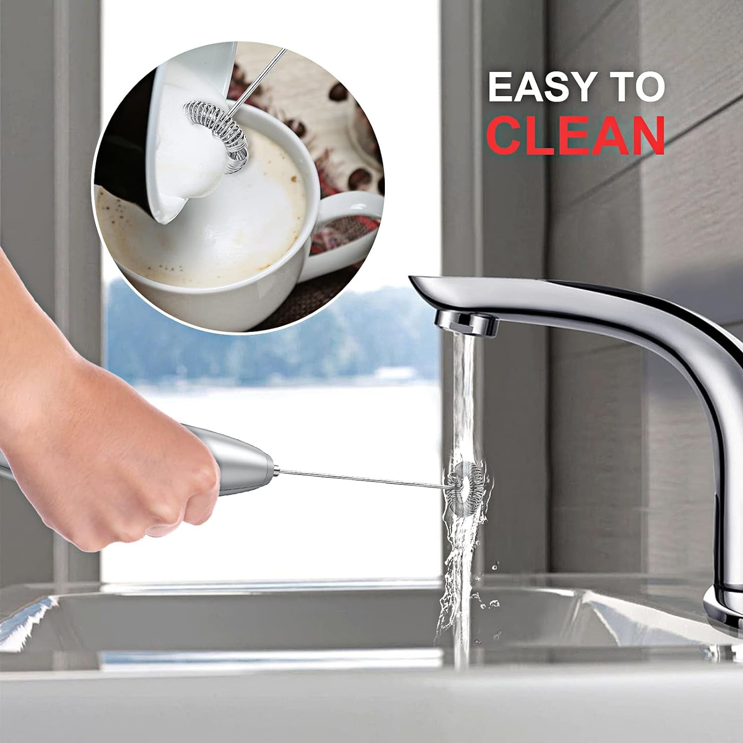 Electric Milk Frother Handheld, Portable Whisk Milk Foam Maker, Drink Mixer for Coffee, Matcha, Electric Stirrer Coffee Mixer, Battery Operated(Not Included)