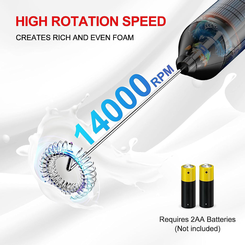 Electric Milk Frother Handheld, Portable Whisk Milk Foam Maker, Drink Mixer for Coffee, Matcha, Electric Stirrer Coffee Mixer, Battery Operated(Not Included)