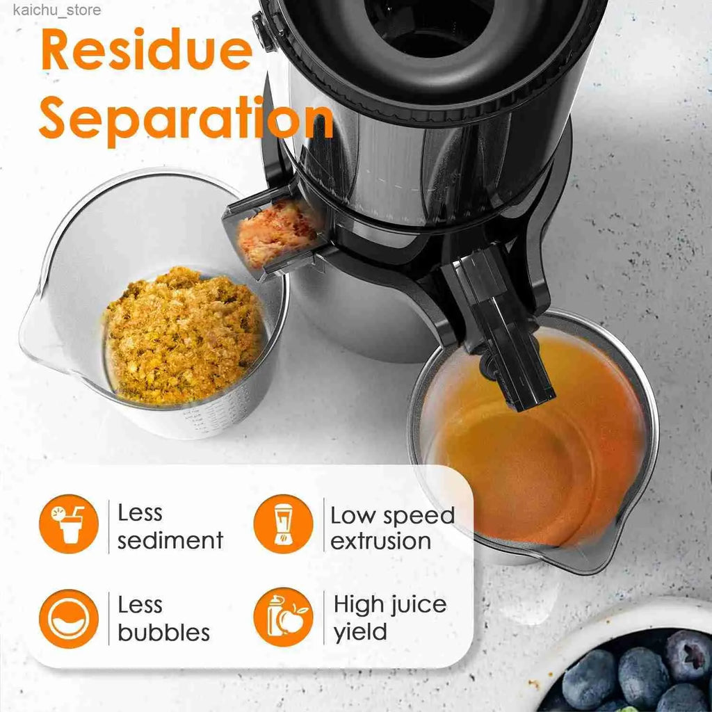 Juicers Mastic Juicer Slow Cold Juicer with Large Inlet and Continuous Feeding Port Low-Noise Juicer Y240418